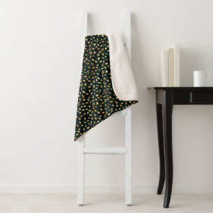 Teal and Gold Leopard Series Design 1 Sherpa Blanket