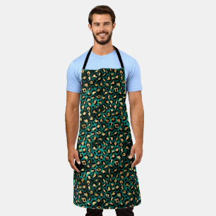 Teal and Gold Leopard Series Design 3 Apron