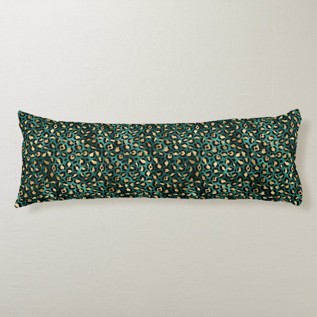 Teal and Gold Leopard Series Design 3 Body Cushion (Front)