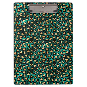 Teal and Gold Leopard Series Design 3 Clipboard