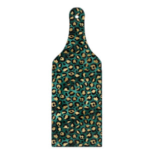 Teal and Gold Leopard Series Design 3 Cutting Board