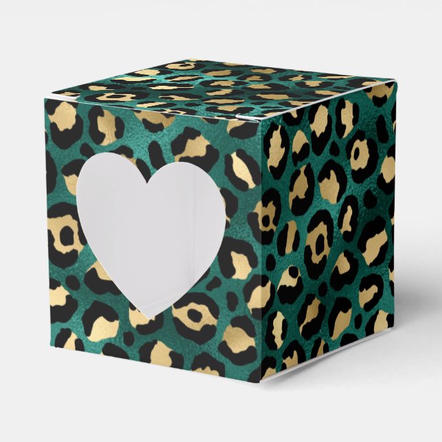 Teal and Gold Leopard Series Design 3 Favour Box (Front Side)