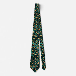 Teal and Gold Leopard Series Design 3  Tie