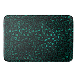 Teal and Gold Leopard Series Design 4 Bath Mat