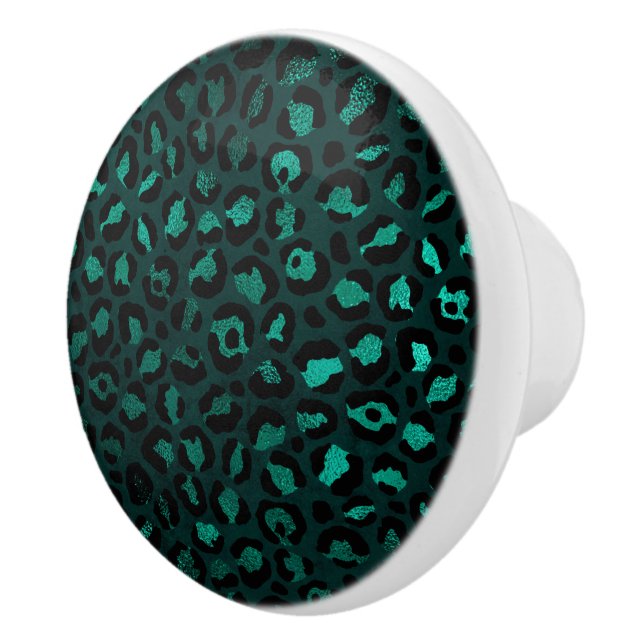 Teal and Gold Leopard Series Design 4  Ceramic Knob (Right)