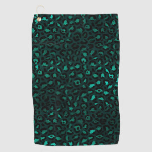 Teal and Gold Leopard Series Design 4 Golf Towel