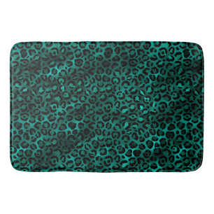 Teal and Gold Leopard Series Design 5  Bath Mat