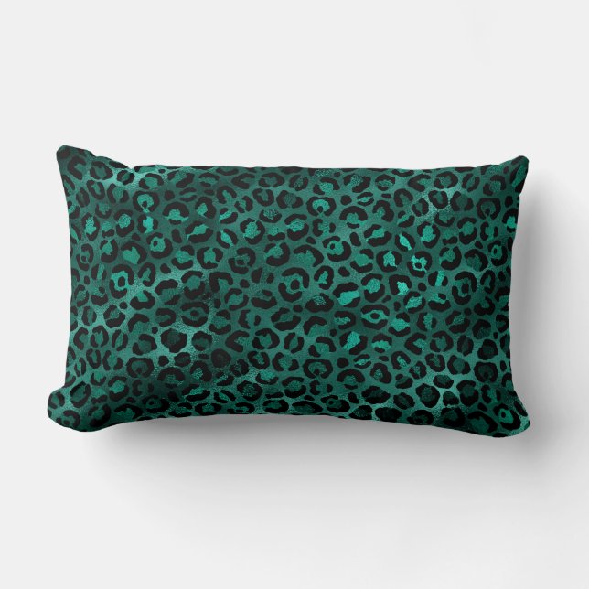 Teal and Gold Leopard Series Design 5  Lumbar Cushion (Front)