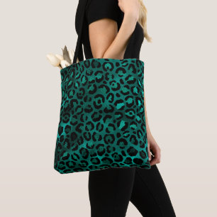 Teal and Gold Leopard Series Design 5 Tote Bag