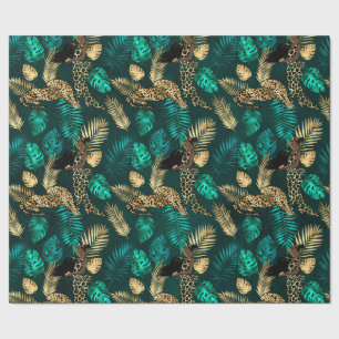 Teal and Gold Leopard Series Design 7 Wrapping Paper