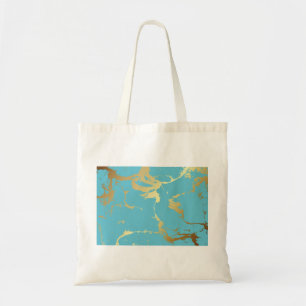 Teal and Gold Marble Acrylic Painting Abstract Bac Tote Bag