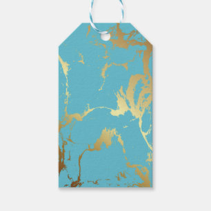 Teal and Gold Marble Acrylic Painting The Abstract Gift Tags