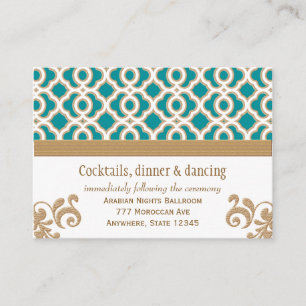 Teal and Gold Moroccan Reception Enclosure Card