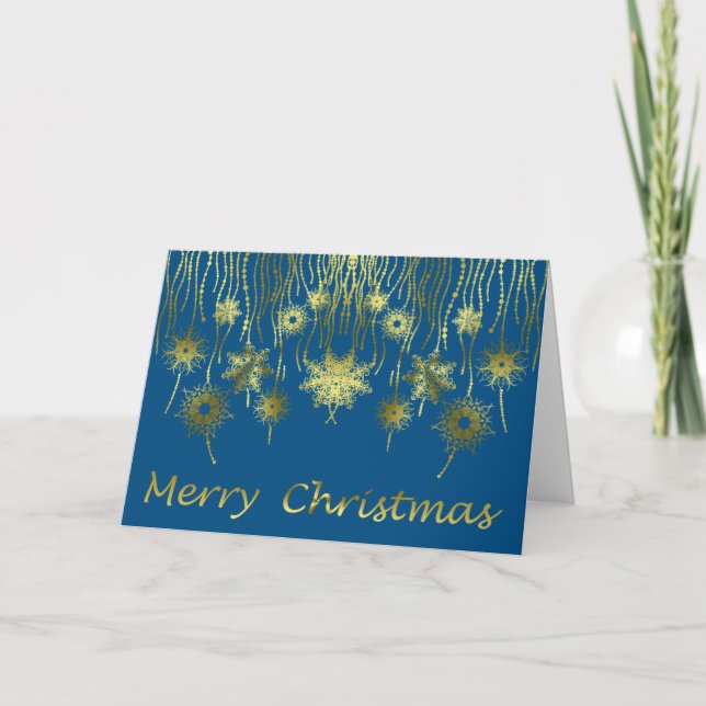 Teal and Gold Star Jewels Christmas Holiday Card (Front)