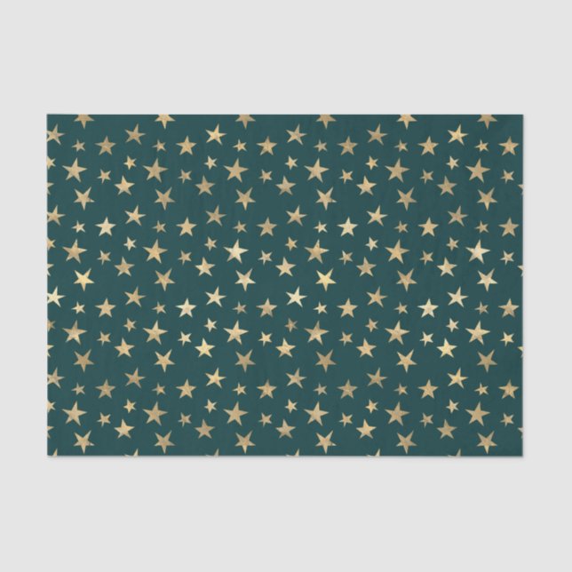 Teal and Gold Stars Tissue Paper (Front)