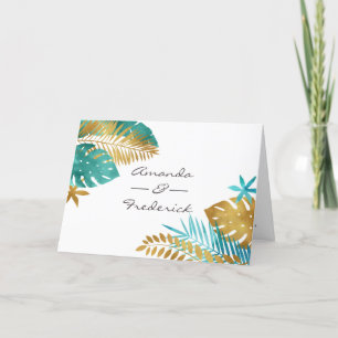 Teal and Gold Tropical Wedding Program