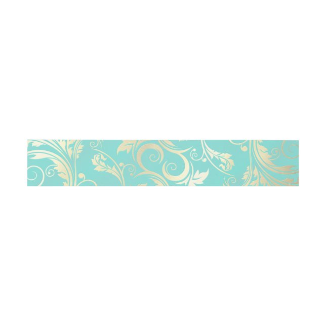 Teal and Gold Wedding Belly Band Invitation Belly Band (Flat)