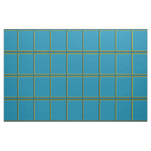 Teal and Gold Windowpane Check Fabric