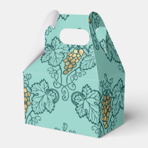 Teal and Gold Wine Pattern Favour Box