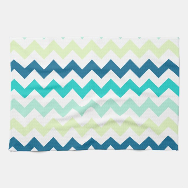 Teal and Green Chevron Tea Towel (Horizontal)