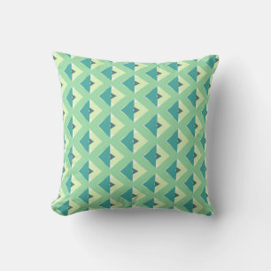Teal and Green Diamond Geometric Pattern Cushion