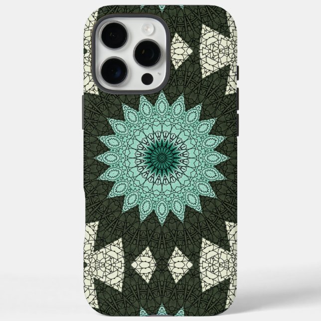 Teal and Green Geometric Mandala Pattern Case-Mate iPhone Case (Back)