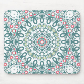 Teal and Green Global Style Medallion Mouse Pad
