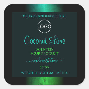 Teal and Green Marble Elegant Product Labels Logo