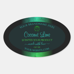 Teal and Green Marble Floral Modern Product Labels