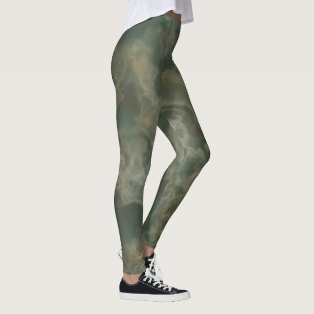 Teal and Green Marble Leggings (Right)