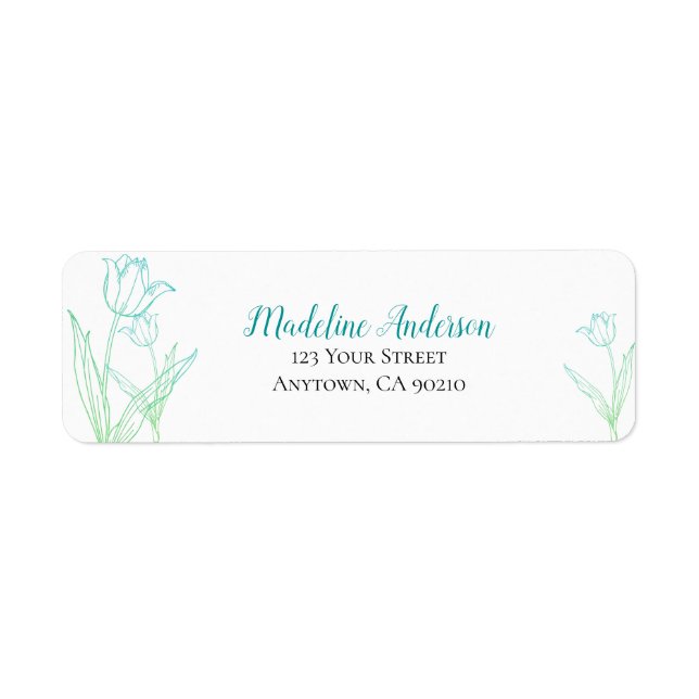 Teal and Green Spring Tulips | Return Address Label (Front)