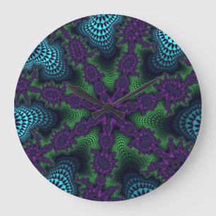 Teal and Green Starburst Large Clock