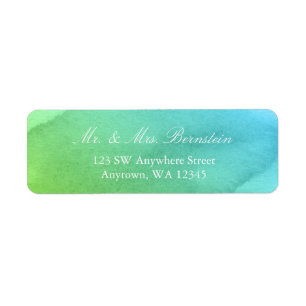 Teal and Green Watercolor Return Address Label