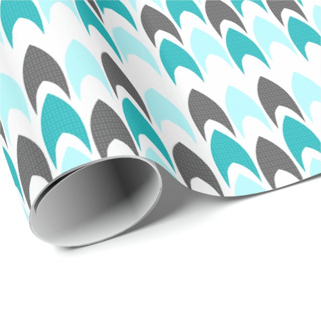 Teal and Grey Arrowheads Pattern Wrapping Paper (Roll Corner)