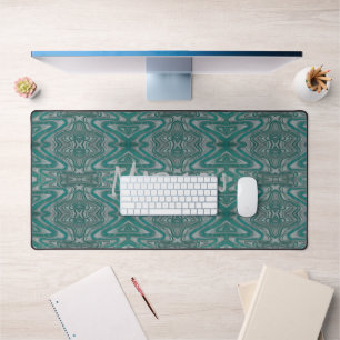 Teal and Grey Boho Chic Earthy Sandstone Waves Desk Mat