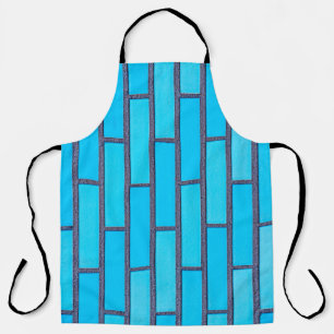 Teal and grey brick vector apron