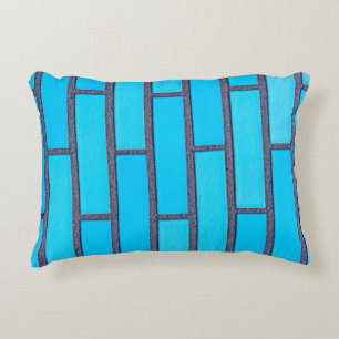 Teal and grey brick vector decorative cushion