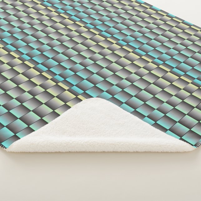 Teal and Grey Chequered Blanket (3/4)