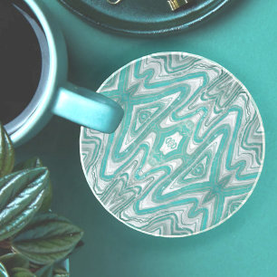 Teal and Grey Earthy Abstract Sandstone Coaster