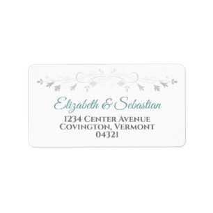 Teal and Grey Elegant Wedding Address Label