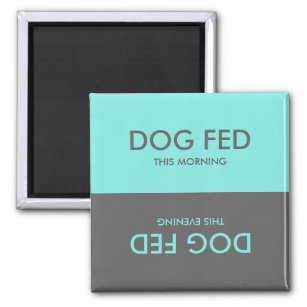 Teal and Grey   Feed Dog Pet Reminder Magnet