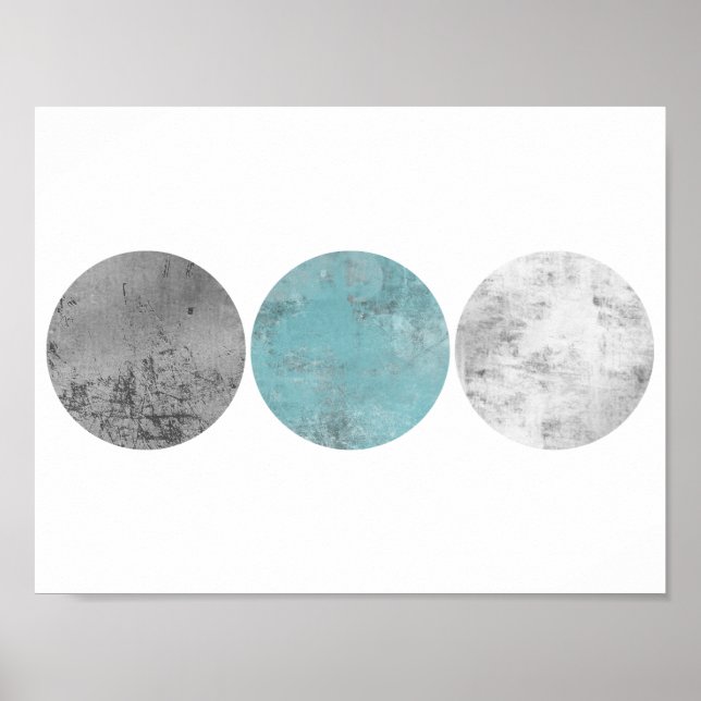 Teal and grey geometric circles poster (Front)