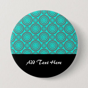 Teal and Grey Geometric Pattern Kaleidoscope Art 7.5 Cm Round Badge