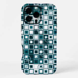 Teal and Grey Geometric Square Pattern iPhone 16 Pro Max Case