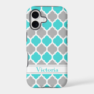 Teal and Grey Moroccan Trellis Pattern