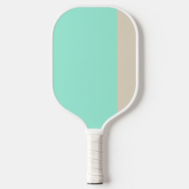 Teal and grey stripe pickleball paddle (Front)