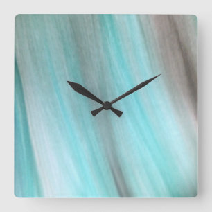 Teal And Grey Vertical Design Square Wall Clock