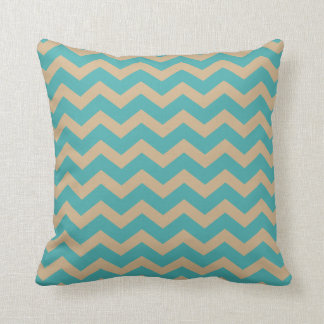 Teal and Khaki Chevrons Cushion