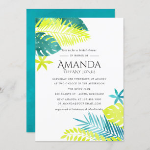 Teal and Lemon Tropical Bridal Shower Invitation