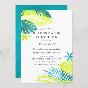 Teal and Lemon Tropical Bridesmaids Luncheon Invitation